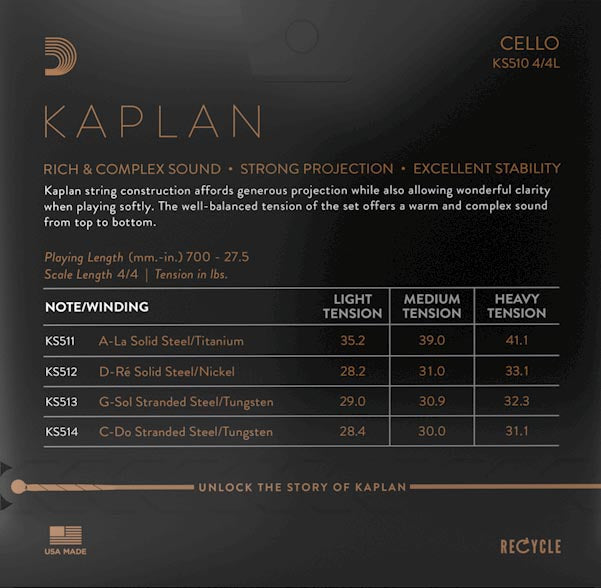 D'Addario Kaplan Cello String Set