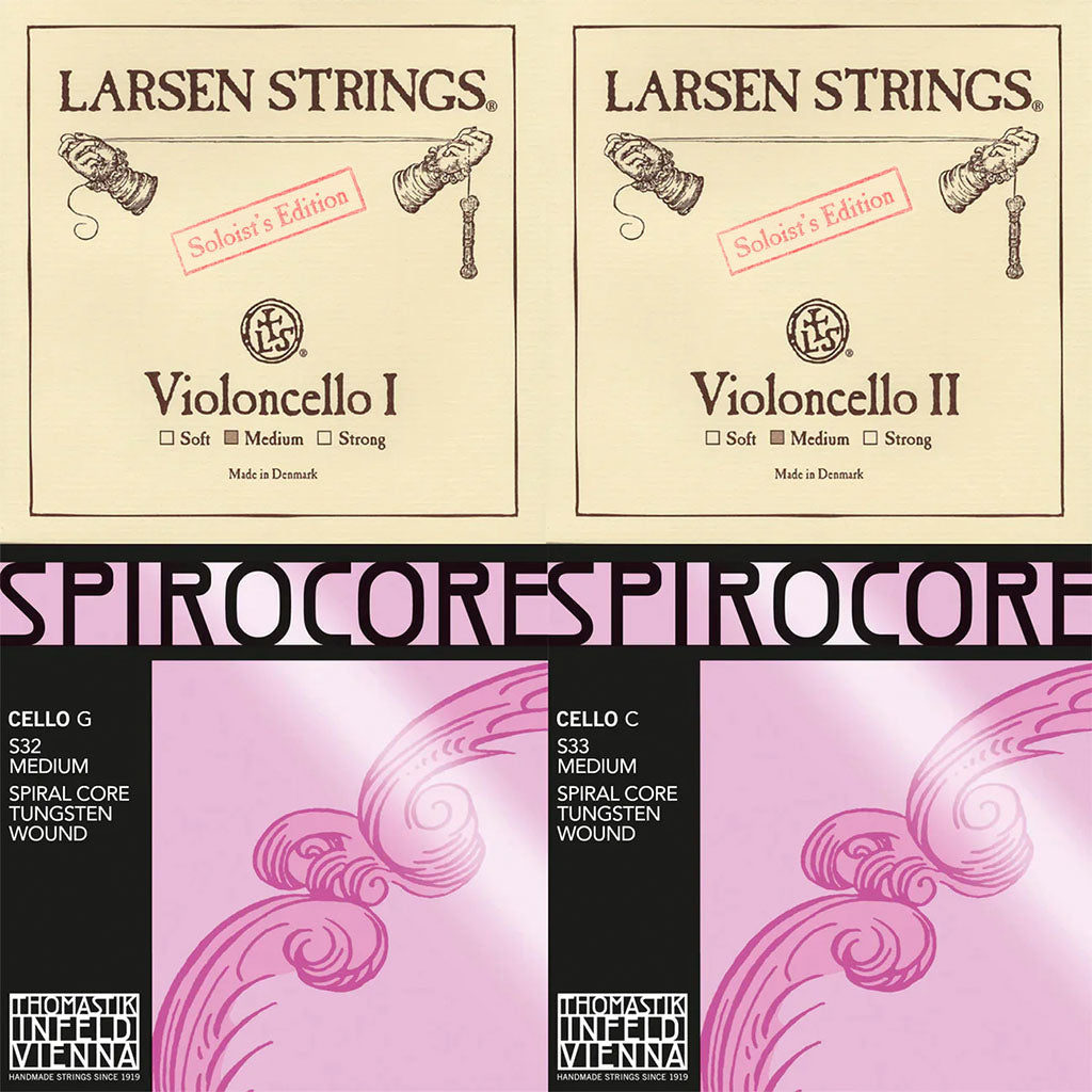 Larsen Soloist A & D, Thomastik Spirocore Tungsten G & C Combo Cello String Set